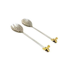 Modern Brass Salad Serving Set of 2 with <b>Mirror</b> Polish for Kitchen & <b>Tabletop</b> Unique Golden Flatware Sets at Lower Price - Product Image 5