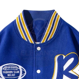 Good Supplier Make Your Own Letterman With Stand Collar And Snap Closure Black & Color Block Polyester College Baseball Jackets - Product Image 3