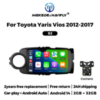 MEKEDE lecteur radio de navigation de voiture Android prise en charge stéréo automatique dvr WIFI FM pour Toyota Yaris Vios 2012 2013 2017 noir