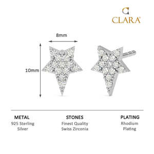 NOVAMART Fine Vintage Trendy 925 Sterling Silver Star <b>Studs</b> <b>Earrings</b> Rose Gold 18K Plated Featuring Diamond Zircon for Engagemen - Product Image 6
