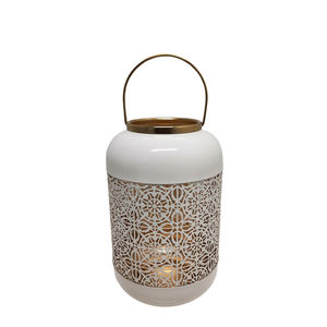 Linterna redonda de hierro con mango, portavelas de diseño clásico de Color marrón rústico para decoración del hogar y la Mesa - Product Image 4