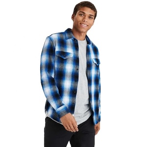 Plaid Pattern Casual Men's Shirt OEM Custom Flannel Design <b>Yarn</b> Dyed Shirt Men Bulk Wholesale Long Sleeve Cotton <b>Polyester</b> - Product Image 1