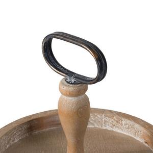 ถาดเสิร์ฟทรงกลม 2 ชั้น แบบไม้ พร้อมห่วงโลหะสำหรับจับ สำหรับผลไม้ เค้ก ขนมอบ ตกแต่งบ้านและครัว - Product Image 4