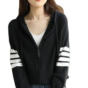 Sweat-shirts en tricot à rayures imprimées décontractés amples et respirants pour femmes, automne-hiver, style Y2K chic, 100% coton, imperméables, séchage rapide, devant uni - Product Image 6