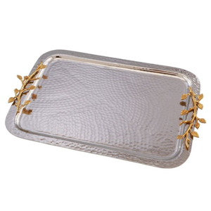 Plateau en acier inoxydable martelé en or antique avec collations décoratives de table de maison luxueuse servant Offre Spéciale la restauration - Product Image 3