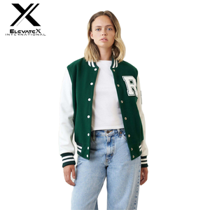 Chaqueta universitaria de invierno de lana 100% personalizable XL para mujer, longitud larga, a prueba de viento, relleno de algodón, bordado teñido liso, venta al por mayor - Product Image 1