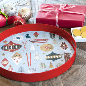 Nueva opción de diseño personalizado, decoración navideña de la mejor calidad, bandeja redonda lacada navideña - Product Image 5