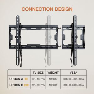 Soporte de pared de TV de perfil bajo grande para TV de 37-75 pulgadas Soporte de TV basculante giratorio con distancia plana a la pared Material LCD de acero duradero - Product Image 2