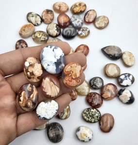 Agate naturelle en gros, forme ovale, pierre précieuse, agate naturelle imprimée pour la méditation et les bijoux - Product Image 1