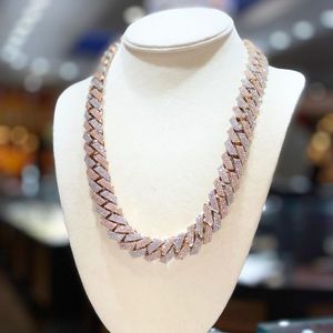 Exclusiva Plata de Ley 925 estilo Hip Hop Moissanite corte de diamante cadena cubana Cadena de cuerda chapada en oro GRA certificado VVS claridad - Product Image 1