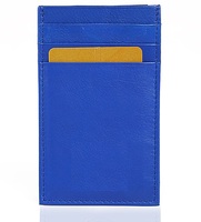 Porte-cartes RFID de luxe unisexe, court, fait main, en cuir de chèvre Nappa véritable, durable, design ouvert élégant, couleurs vives, double compartiment