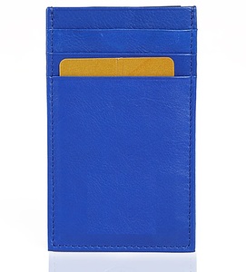 Tarjetero corto Unisex de lujo con bloqueo de RFID hecho a mano de cuero de cabra duradero diseño abierto elegante en colores brillantes para hombres y mujeres - Product Image 2