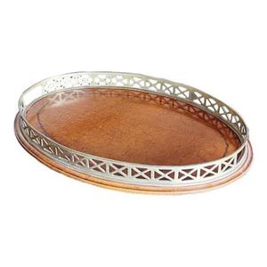 Bandeja de servicio de latón y metal con diseño de trabajo martillado de gran calidad con asa, forma y tamaño personalizados para hotel en casa - Product Image 6