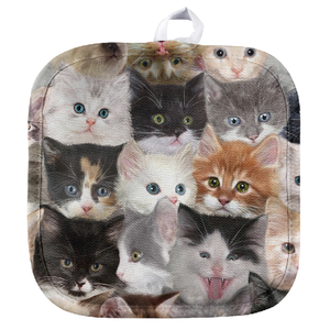 Horno de microondas con diseño de gato, 100% algodón orgánico, certificado GOTS, resistente al calor, soportes acolchados de cocina con bolsillos, venta al por mayor - Product Image 1