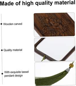 <b>Wooden</b> Vanity <b>Mirror</b> Makeup Vintage <b>Circle</b> <b>Mirrors</b> Small Cosmetic <b>Mirrors</b> Women Magnifying - Product Image 4