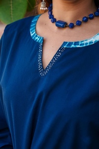 Summer Tie-Dye <b>Plus</b> <b>Size</b> <b>Kaftan</b> Floor-Length Casual Dress with Three-Quarter Sleeves for Beach Occasion Order Model - Product Image 3