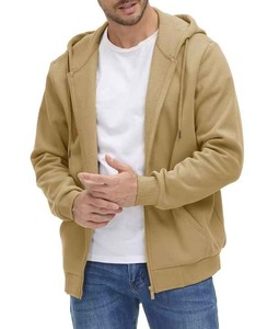 100% algodón de invierno para hombre cómodo Casual Fleece Hoodie sólido Anti-Pilling Full Zip up transpirable estampado patrón en venta - Product Image 4