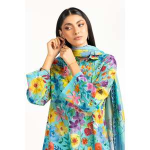 Traje Casual Azul de 3 Piezas con Estampado para Mujer, para Oficina o Temporada de Verano, Decorado con Botones - Product Image 3