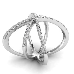 แหวนหมั้นเพชรแบบไขว้ไขว้ที่ปลูกในห้องปฏิบัติการทรงกลม1CT ออกแบบล่าสุดเทียบกับความชัดเจนสีทอง14K สำหรับเครื่องประดับผู้หญิง - Product Image 2