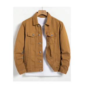 Veste en jean rétro style américain décontracté à manches longues pour hommes Veste en jean solide - Product Image 1