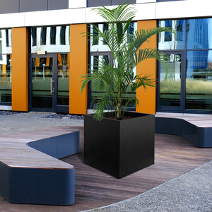 Jardinera Cuadrada de Acero Galvanizado Negro de 20 Pulgadas, Resistente, para Interiores y Exteriores, Jardín, Maceta, Paneles Empalmados, Estilo Americano - Product Image 3