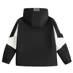 เสื้อโค้ทผ้าฝ้ายมีฮู้ดขนเป็ดสีขาวดำสำหรับเด็กแขนยาวโลโก้ตามสั่ง - Product Image 4