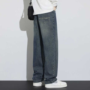 Men's Lightweight Mid Waist Straight Leg Slim Stretch Denim <b>Jeans</b> High Street Style Customizable Wholesale Summer - Product Image 3