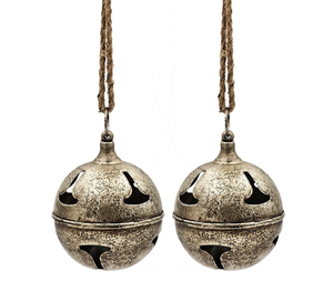 Campanas colgantes de Navidad bordadas a mano modernas calidad duradera fácil de instalar acabado dorado perfecto Metal hogar Oficina - Product Image 3