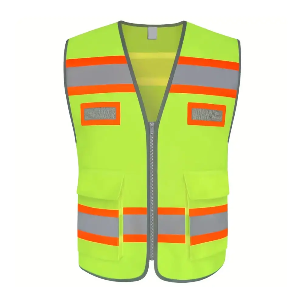 Rompi dengan visibilitas tinggi untuk pakaian kerja reflektif, rompi keselamatan dengan saku peralatan pakaian kerja oleh industri Fugenic