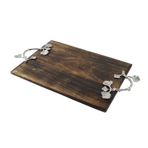 Modern Look <b>Drink</b> Ware Wood Serving <b>Tray</b> With Silver Finished Handles for Wedding Party & Restaurant Serving <b>Tray</b> - Product Image 1