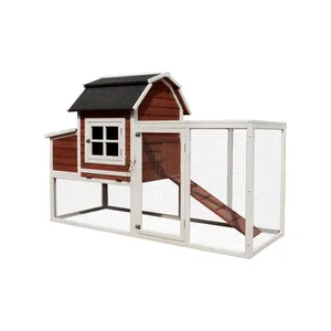 Huhnerstall-Gallinero de madera para exteriores, casa de pollos de varios niveles, jaula para aves de corral con rampas, correr, caja de anidación, valla de alambre