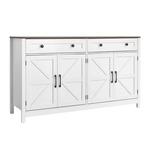 Table de bar à café style ferme avec 2 tiroirs, buffet d'appoint, 4 portes battantes - Meuble de bar à café style ferme - Product Image 3