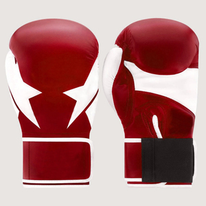 Guantes de Boxeo Profesionales de Cuero Rojos y Blancos con Cierre de Velcro para Adultos, Equipo de Artes Marciales - Product Image 6