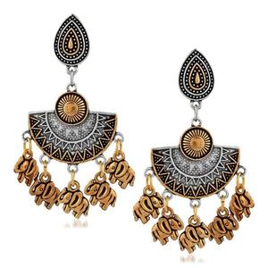 Kriaa 1309061 Pendientes de gota chapados en dos tonos Oro y platino con perlas y diamantes para bodas y fiestas - Product Image 1