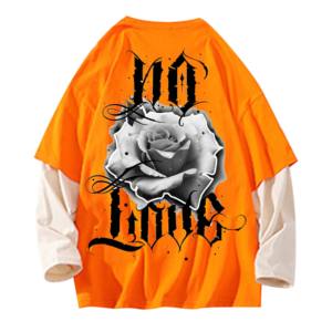 Antiarrugas 100% algodón serigrafiado Patchwork hombre manga larga DTG estampado camisetas hombres camiseta de gran tamaño para hombres - Product Image 2