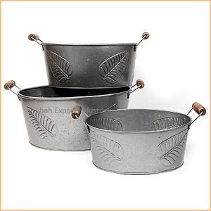 Ensemble de 2 jardinières ovales en fer galvanisé faites à la main de meilleure qualité avec garniture et poignées antirouille pour décoration de balcon de jardin - Product Image 2