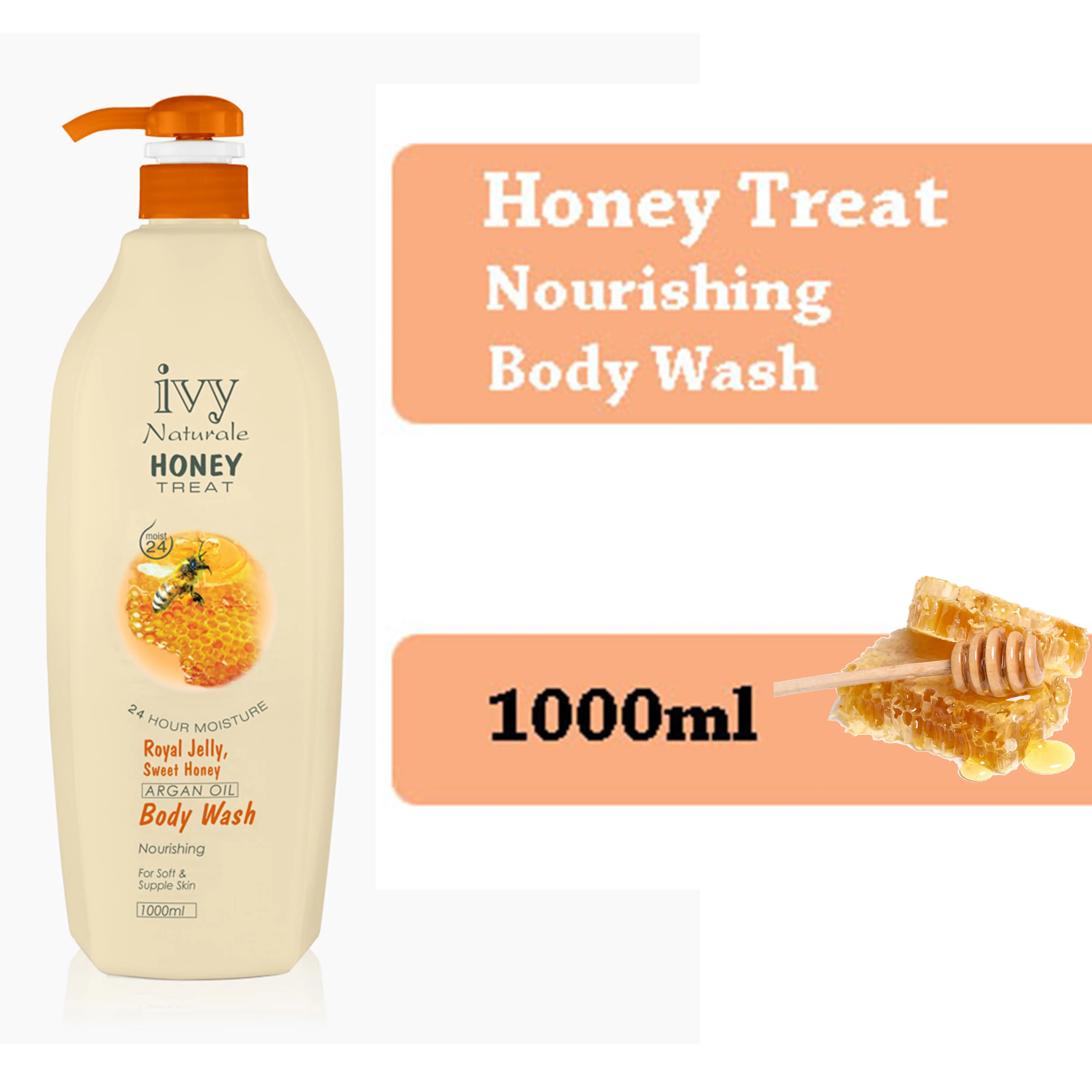 Ivy Naturale lembab 24 jam 1000ml Royal Jelly & Madu Body Wash Malaysia pabrik OEM