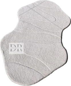 Irregular White Wool Hand <b>Tufted</b> <b>Rug</b> High Low Pile Handmade Area <b>Rug</b> Modern Turkish Design for Living Room Hallway Bedroom - Product Image 4