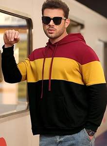 Sudadera de manga larga con bloques de colores para hombre, sudadera informal de invierno con bolsillo de canguro, diseño moderno, ajuste cómodo - Product Image 3