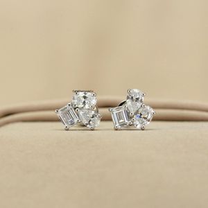Premium Princess Cut White Lab Grown Diamond <b>Earring</b> 925 Sterling Silver Plated IGI Certified Graduation Wear <b>Cute</b> Design - Product Image 2
