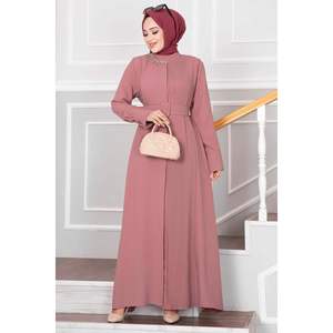 Robe hijab plissée avec col roulé Rose - Product Image 3