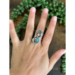 Southwest Handmade Mohave <b>Turquoise</b> Sterling Silver Statement <b>Ring</b> Size 8 - Product Image 2