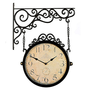 Décor à la maison oiseaux sur branche d'arbre rétro fer silencieux horloge à Quartz américain Antique artisanat salon Double face horloge murale - Product Image 4