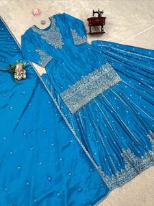 Conjunto de lehenga de diseñador de lujo en georgette sintética con bordados intrincados, perfecto para programas culturales festivos y bodas. - Product Image 4