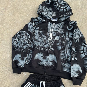 Manufacturer Acid Wash Distressed Zip up 100% Cotton Boxy Men's Hoodie <b>With</b> <b>Hood</b> - Product Image 6