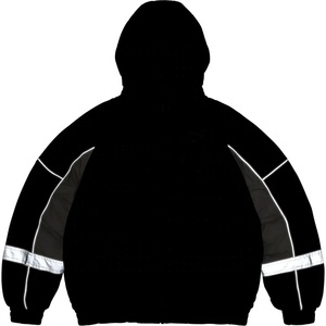 Veste de survêtement rétro en nylon personnalisée avec logo brodé et passepoil, coupe-vent softshell vierge pour homme - Product Image 2