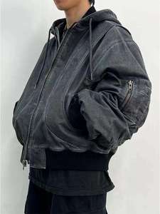 Chaqueta vaquera de primavera a la moda de calidad superior para hombre, chaqueta vaquera rasgada, chaquetas para hombre con capucha para hombre - Product Image 2