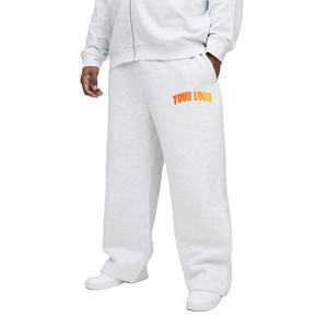 OEM/ODM 100% pantalones de algodón para hombre personalizados 3D puff logotipo impreso color sólido streetwear personalizado lavado suelto ajuste Hombre Pantalones de chándal - Product Image 1