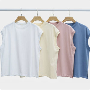 Logotipo de impresión personalizada 100% algodón sin mangas 230gms Dtg chaleco manga camiseta hombres peso pesado alta calidad Top diseñador camiseta para hombres - Product Image 1