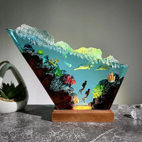 Lampe LED en résine faite à la main en forme de fleur, veilleuse, statue de plongée, thème sous-marin, pierre d'agate, sac de marque pour la maison, cadeau pour la fête des mères